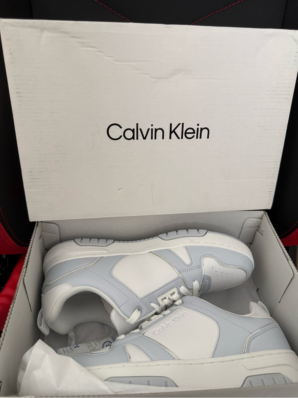 Calvin Klein Women’s White and Light Gray Low-Top Sneakers